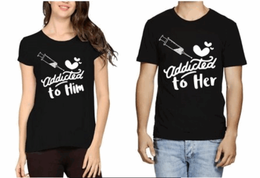Addicted To Her Addicted To Him Couple T Shirt