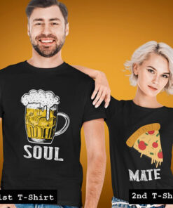 Soulmate bear and pizza couple tshirt