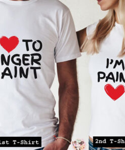 i love to finger paint couple tshirt
