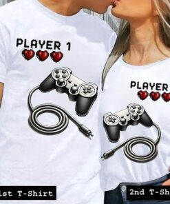 player 1 2 couple tshirt