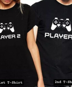 player 1 2 tshirt couple