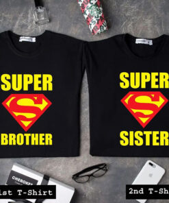 super brother sister couple tshirt