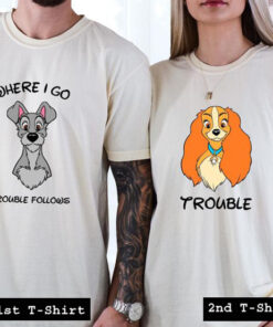 trouble dog couple tshirt