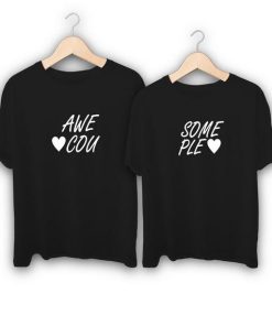 Awesome Couple Text Couple T-Shirt thd
