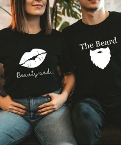 Beauty And The Beard Matching Couple T-Shirt thd
