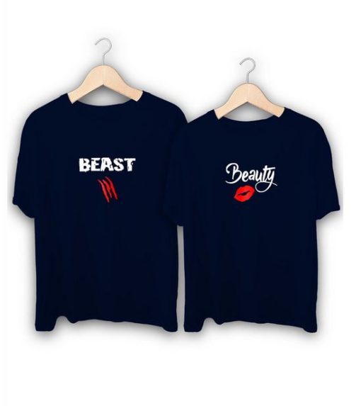 Beauty and Beast Couple T-Shirts thd
