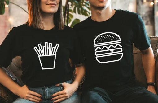 Burger And Fries Couple Shirts ce