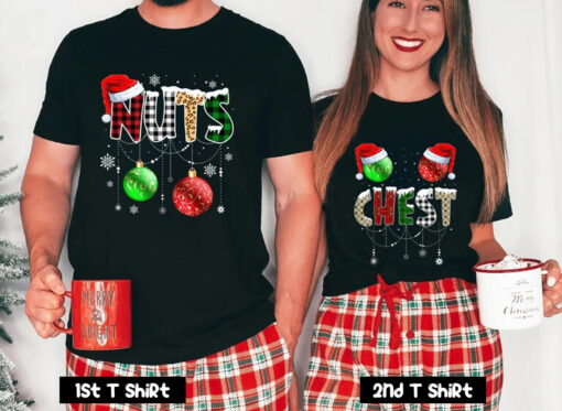 Chest And Nuts Couples Christmas Couple T Shirt