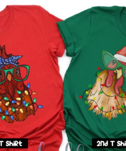 Chicken Christmas Couple T Shirt