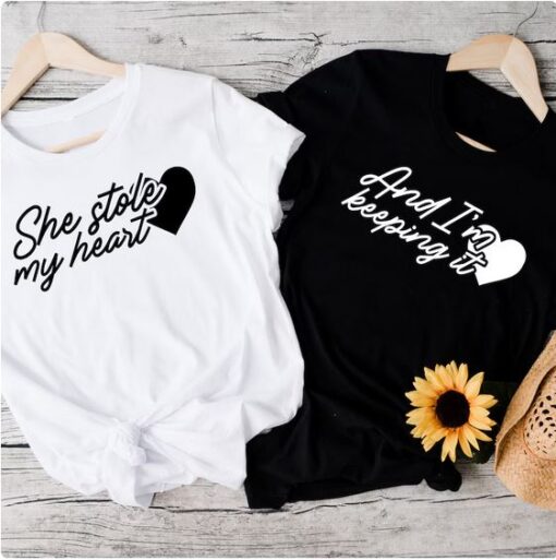 Couple Shirts with She Stole My Heart thd