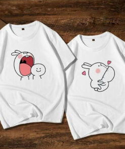 Couple White Cartoon T Shirt Ce