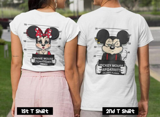 Criminal Mickey and Minnie Couple T Shirt