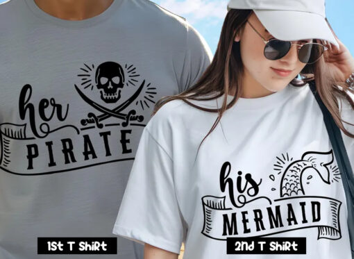 Cruise Family Her Pirate His Mermaid Couple T Shirt