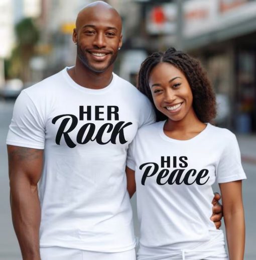 His Peace And Her Rock Couples Shirt thd