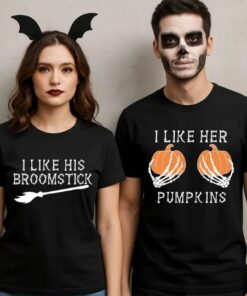 I Like His Broomstick I Like Her Pumpkins Couple Shirt CE