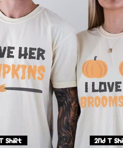 I Love Her Pumpkins I Love His Broomstick Couple T Shirt