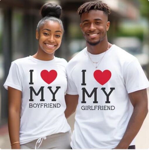 I Love My Girlfriend & Boyfriend Couples Shirt thd