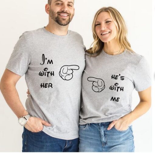 I'm With Her He's With Me T-Shirts thd