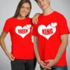 King Queen Heart Couple T-Shirts thd