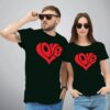 Love Heart Design Couple T-Shirts thd