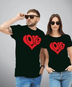 Love Heart Design Couple T-Shirts thd