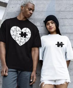 Matching Couple Puzzle Piece Heart Tee ce