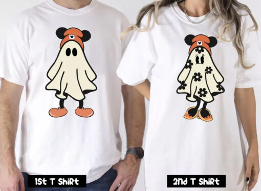 Mickey Minnie Ghost Halloween Couple T Shirt SV