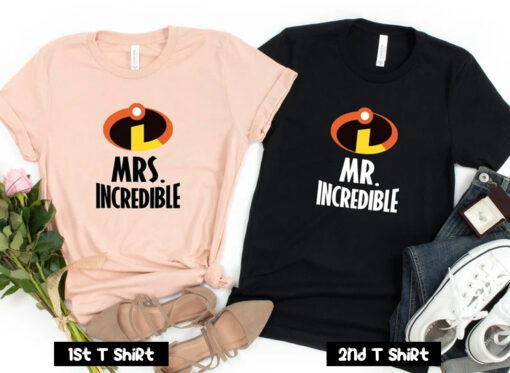 Mr and Mrs Incredible Couples T Shirt SV