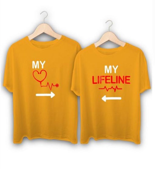 My Heartbeat My Lifeline Couple T-Shirts thd