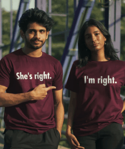 She's Always Right Couple T-Shirt thd