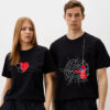 Spider webs Love Couple Black T Shirt Ce