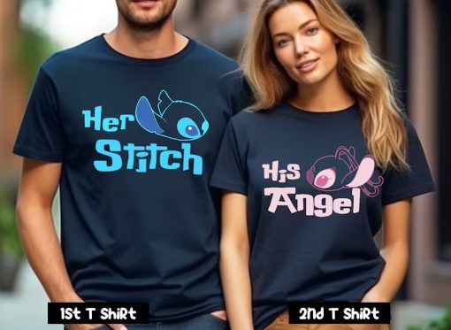Stitch and Angel Couple T Shirt SV