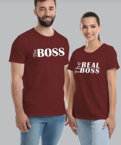 The Boss The Real Boss Couple T-Shirts thd