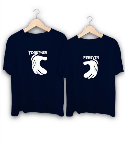 Together forever Hand Heart Couple T-Shirts thd