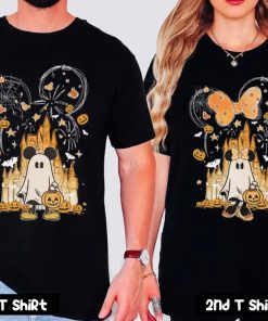 Watercolor Castle Halloween Couple T Shirt SV