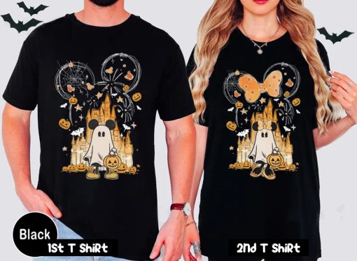 Watercolor Castle Halloween Couple T Shirt SV