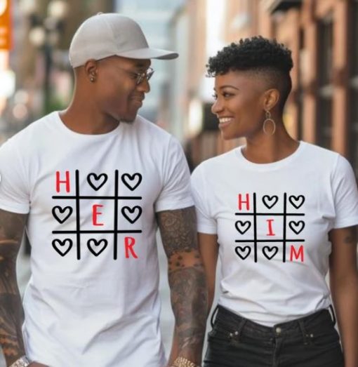 love him and love her xoxo couple shirt thd