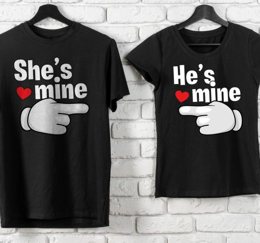 she's mine he's mine T-shirt couple thd