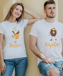 Coffee And Doughnut Couple T-Shirts thd