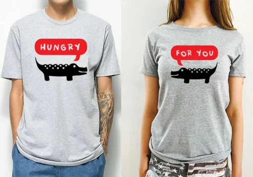 Couples Matching T-shirts Couple Hungry For You Cool Funny Valentine's Tee