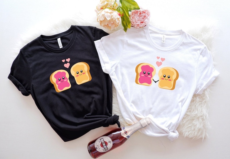 Cute Peanut Butter And Jelly Toast Couple Matching T-Shirt