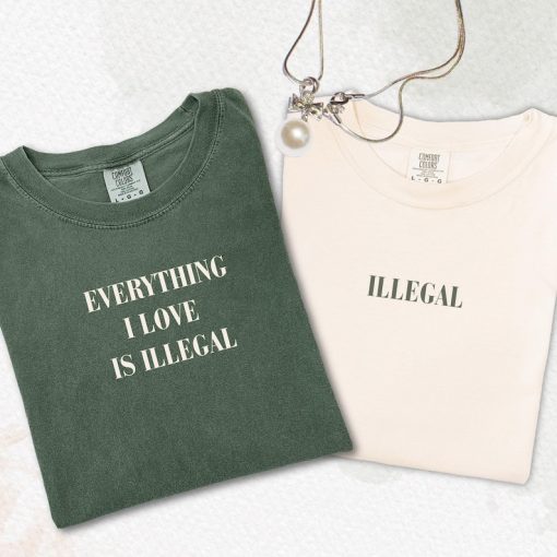 Everything I love is illegal couple t-shirt