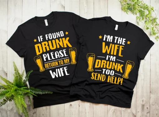 Funny Drinking Party Couple Matching T-Shirt