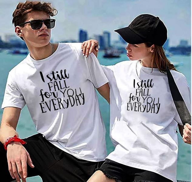 Girlfriend and Boyfriend Couples T-Shirt thd