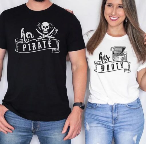 Her Pirate His Booty couple TShirts THD