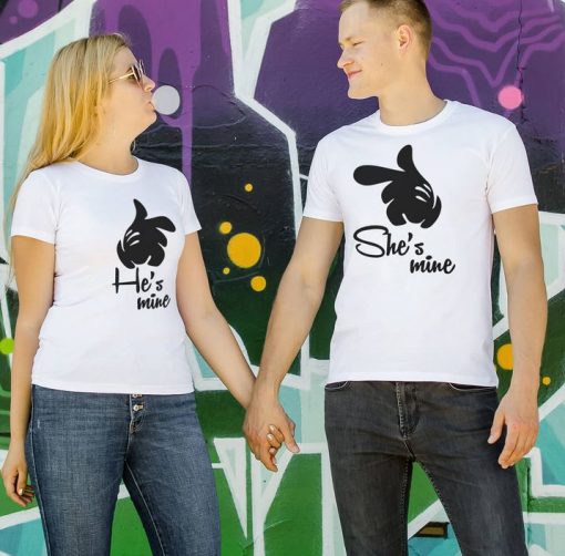 He’s Mine She’s Mine Couple T-shirts thd