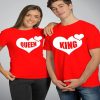 King Queen Heart Couple T-Shirts thd