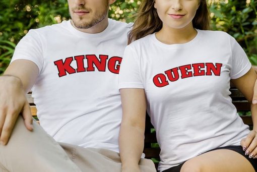 King and Queen Vintage Couple T-Shirts thd