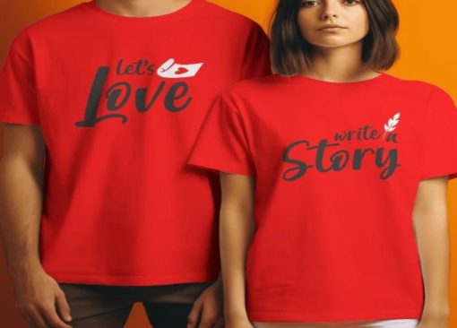 Love Story Unique Couple T-Shirt thd