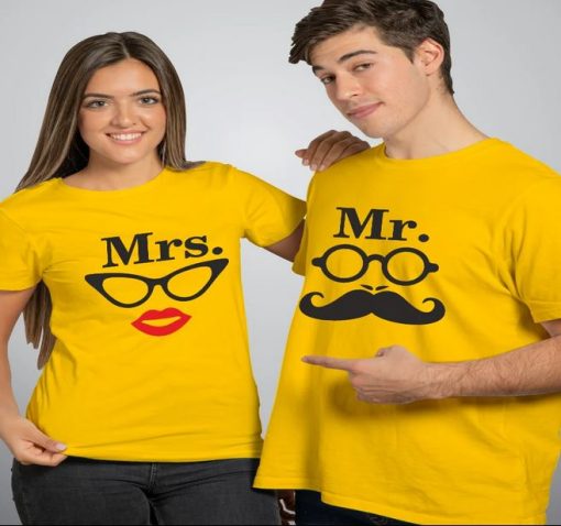 Mister & Mrs Muchchad Couple T-Shirts thd